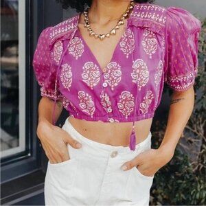 Cleobella Lilo Top in Mixed Block Print